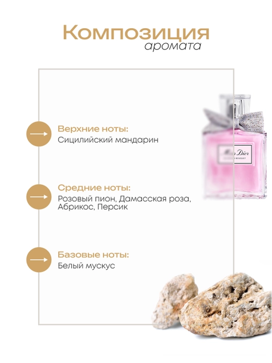Ayollar atiri Datum Parfume Miss Dior Blooming, mandarin, pion va oq muskus bilan