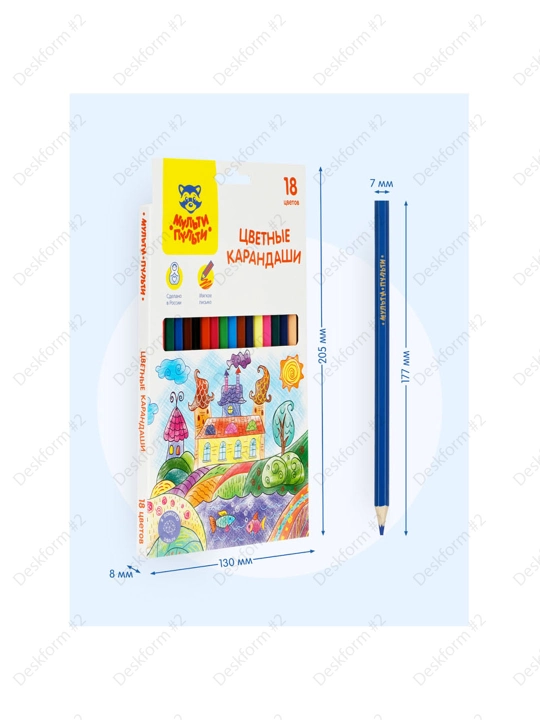 Rangli qalamlar Multi-Pulti "Aql bovar qilmaydigan sarguzashtlar", 18 rang, olti burchakli