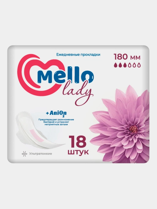 Женские гигиенические прокладки Mello lady 18, размер 180 мм, 18 шт