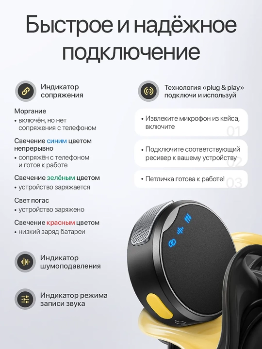 Беспроводной микрофон Tech-X Aura Lite 2 приемника iPhone/Android, 360° звук