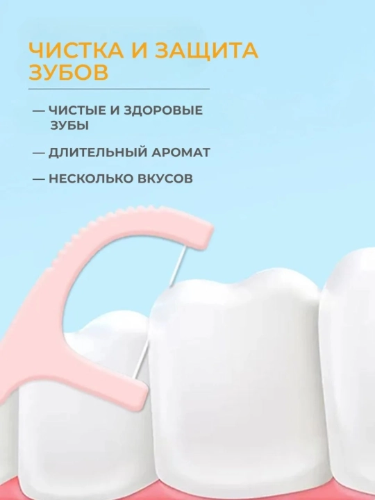 Зубная нить и зубочистка со вкусом  мята апельсина и винограда клубника