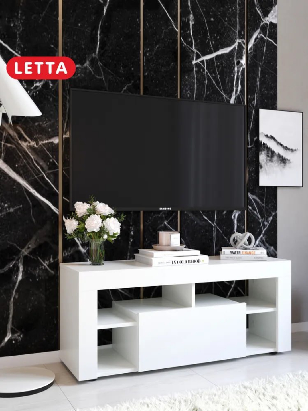 Тумба-подставка под телевизор LEETO, напольная, полностью собранная, 110*55*35 см