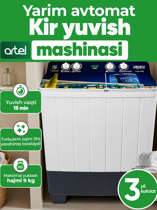 Kir yuvish mashinasi yarim avtomatik Artel ART-TG90P City 01