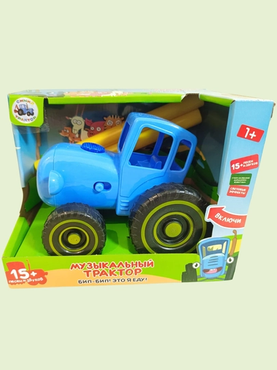 Музыкальный трактор с песнями и светом, синий — JIYTOYS-TRAKTOR