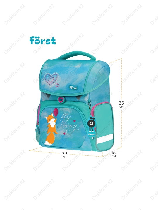 Ранец Först F-Set "Pretty fox", 35*29*16 см, 1 отделение, 3 кармана, пенал, FT-RY-030103