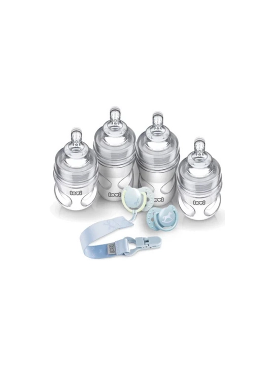 LOVI Стартовый набор Baby Shower: 4 бутылочки, 2 пустышки, цепочка