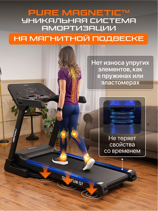 Беговая дорожка Genau Quantum Q7, до 170 кг, гарантия 1 год, RT3-02A