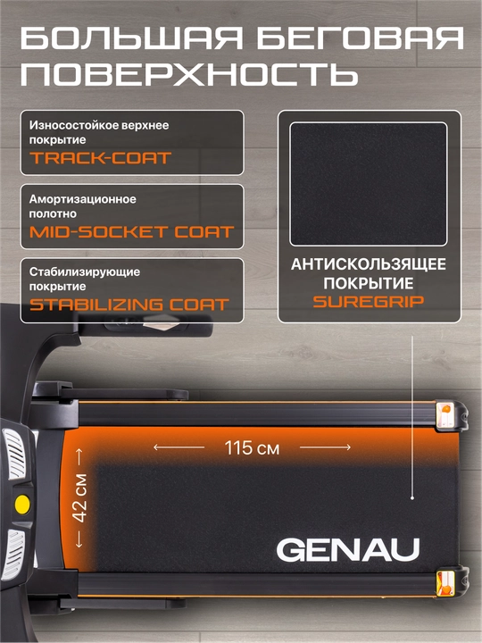 Беговая дорожка Genau TR50, электродвигатель Schlumdenger, вес 120 кг, RT2-10A