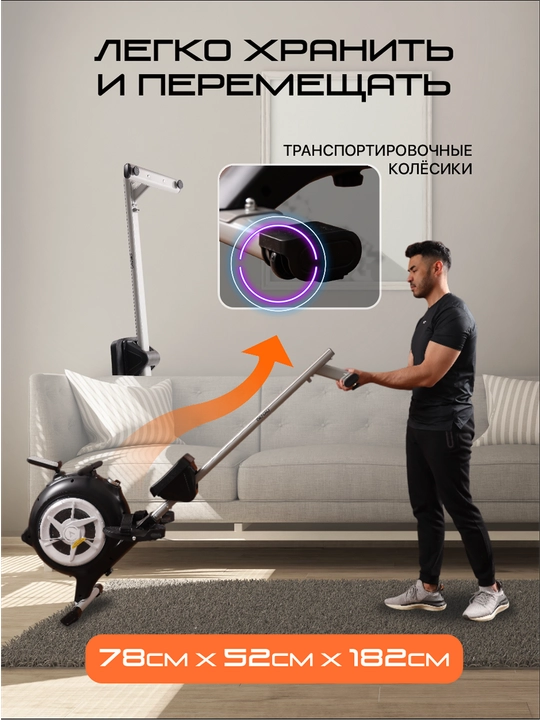 Гребной тренажер Genau Rower RW500 Hydro, гибридная система нагружения, до 160 кг *RW1-01A