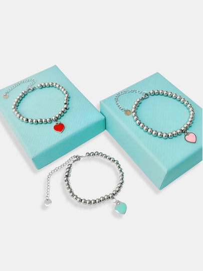 Женский браслет с подвеской в форме сердца Tiffany серебряное покрытие
