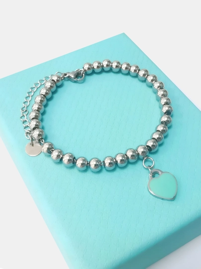 Женский браслет с подвеской в форме сердца Tiffany серебряное покрытие — SARIM-BUSINKA-БИРЮЗ