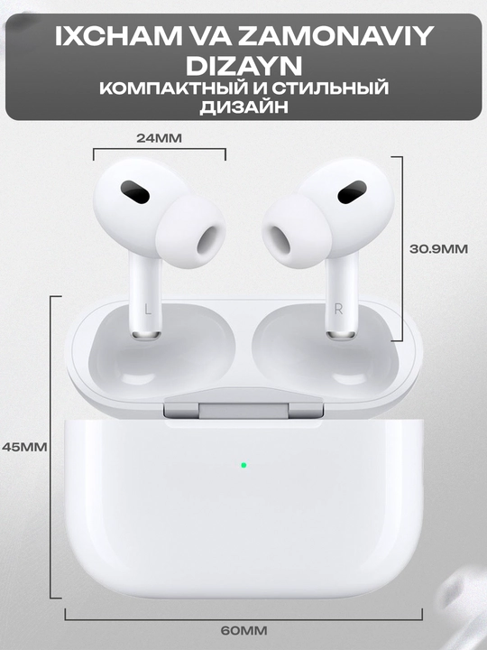 Simsiz quloqchinlar Pods Pro 2, Android va IOS uchun, 5.3 versiya so'nggi avlod bluetooth