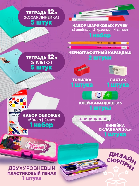 Школьный набор для девочек и мальчиков первых классов