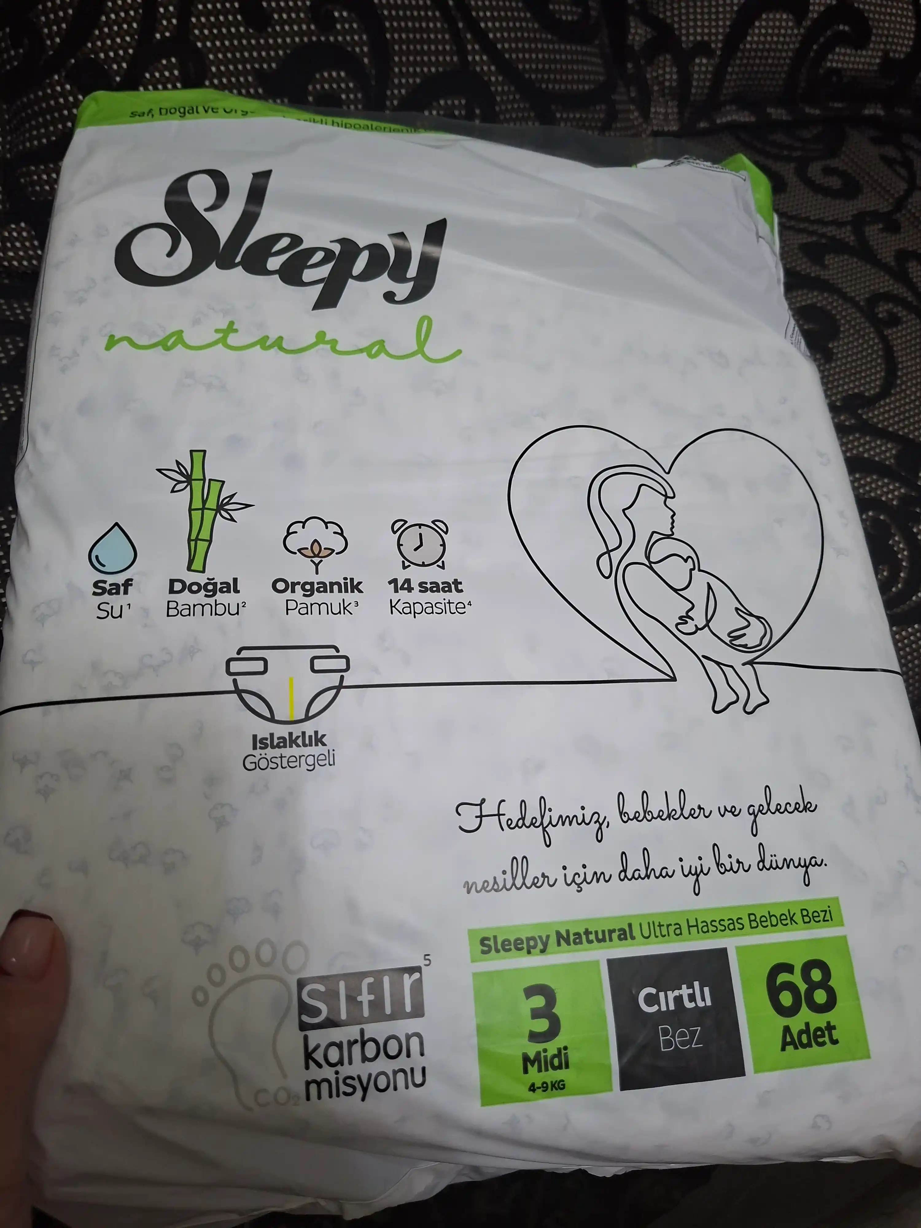 Bolalar tagliki Sleepy natural jumbo №3, 4-9 kg, 68 dona
