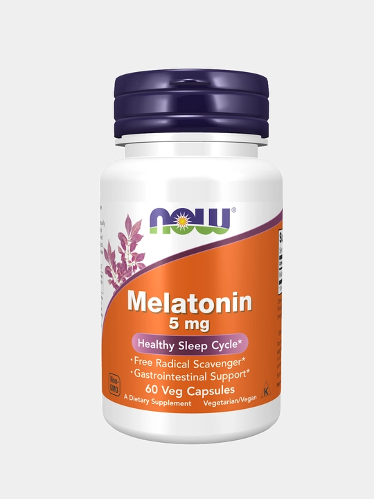 Мелатонин NOW Supplements, цикл здорового сна, 5 мг, капсулы Халяль