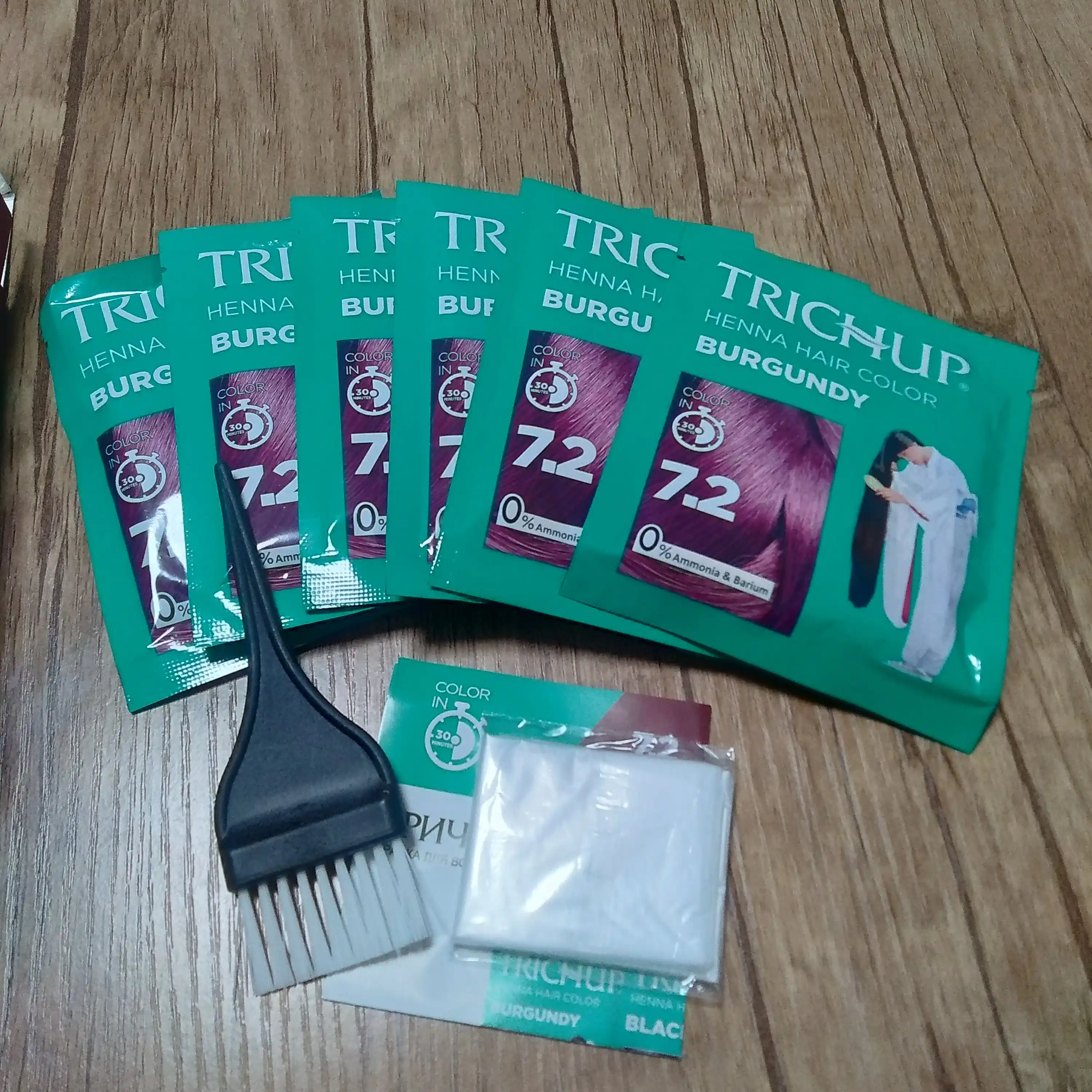 Краска-хна для волос Trichup Henna Hair Color, 6 шт, 10 гр, натуральная краска