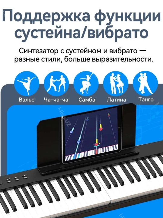 Portativ buklangan raqamli pianino (PJ88C) Qora