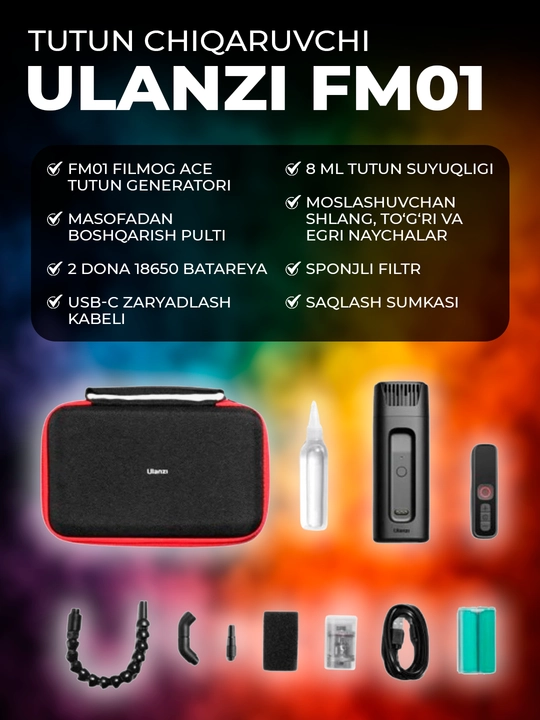 Tutun chiqaruvchi Ulanzi FM01 Filmog Ace Portativ Tuman Generatori, Video va Fotoeffektlar