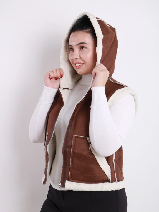 Ayollar uchun Teddy jilet, qo‘lsiz dublyonka, universal L-XL o‘lcham, oversayz uslub