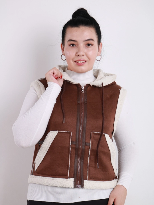 Ayollar uchun Teddy jilet, qo‘lsiz dublyonka, universal L-XL o‘lcham, oversayz uslub