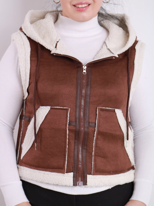 Ayollar uchun Teddy jilet, qo‘lsiz dublyonka, universal L-XL o‘lcham, oversayz uslub