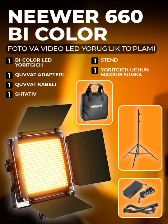 Foto va video LED yorug'lik to'plami Neewer 660 Bi Color