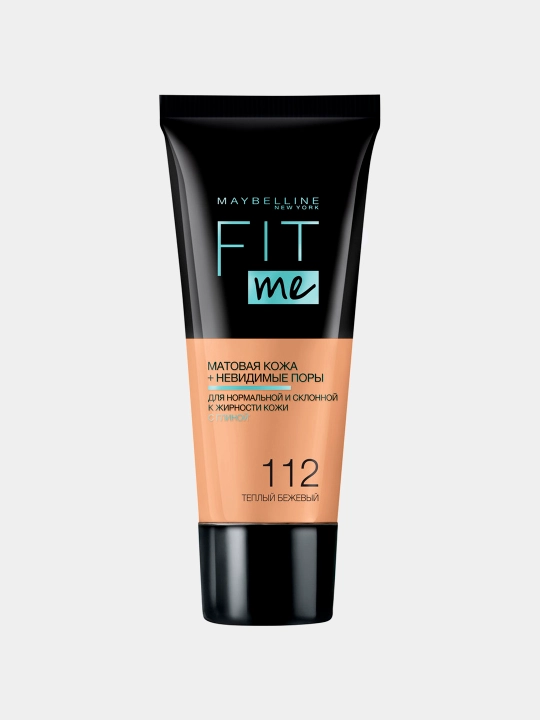 Tonalka krem yuz uchun Maybelline Fit Me fondi soya 112, issiq bej, 30 ml - 