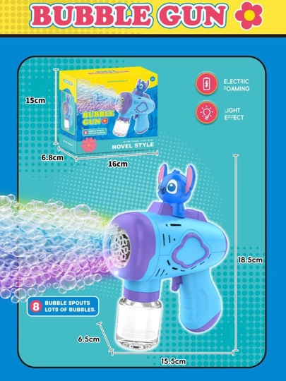 Пистолет для мыльных пузырей BUBBLE GUN — генератор пузырьков с пеной — BABYSET-BBLGUN-ТЕМНСЕР