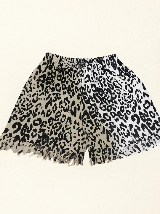 MiniRoar – qizlar uchun bolalar leopard bosma shortilar - 