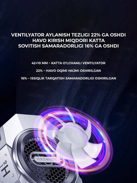 Kuler o'yin uchun sovutgichi Red Magic fan Cooler  4 Pro, 5 Pro, 7pro  Macsafe
