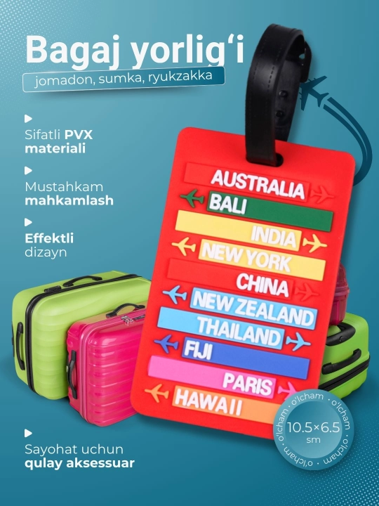 Chamadon, sumka, ryukzak uchun bagaj yorlig'i