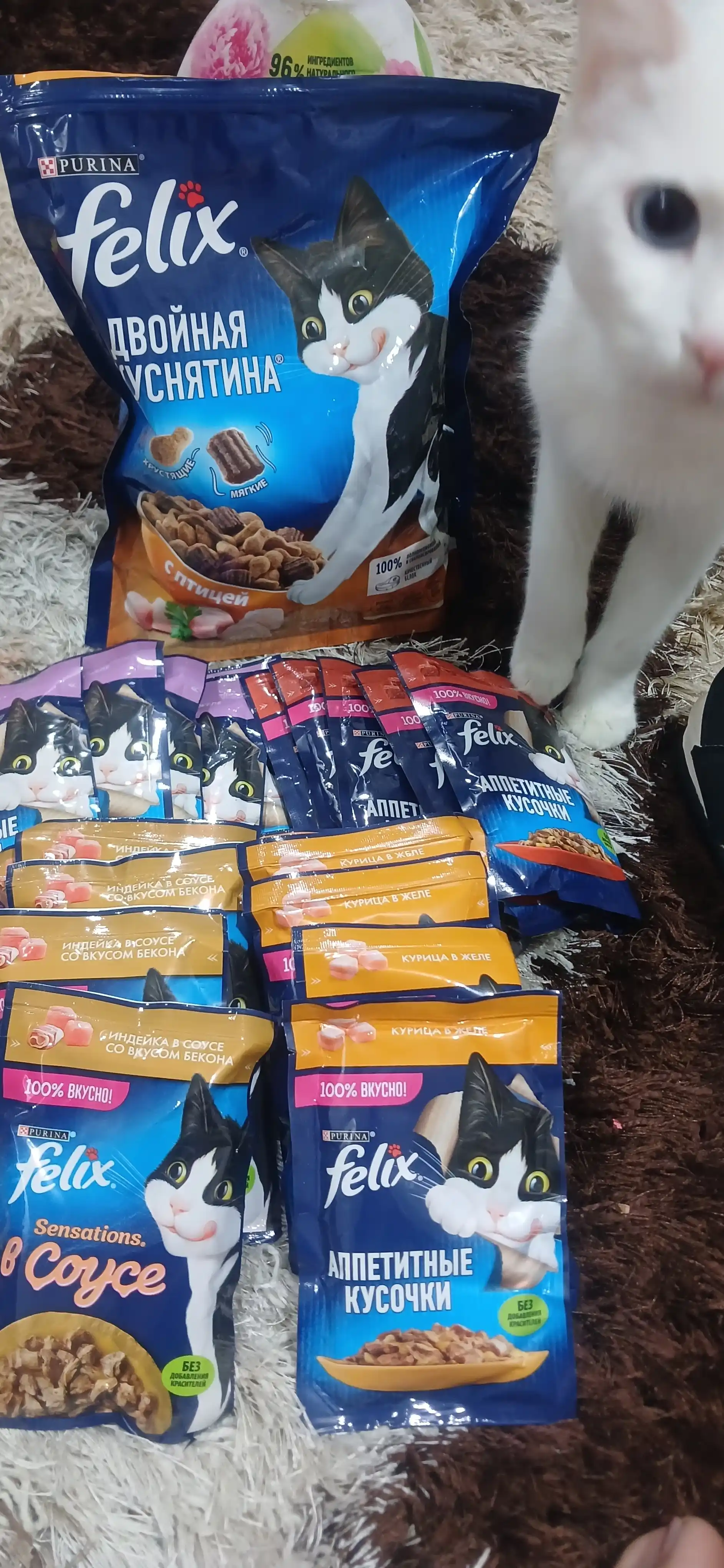 Felix Ikki barobar mazali mushuklar uchun nam ovqat, parranda go'shti bilan, 600 gr