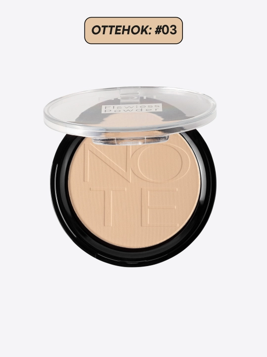 NOTE Flawless Powder matlashtiruvchi yuz upasi 10 g, makiyajni fiksatsiya, 01-03