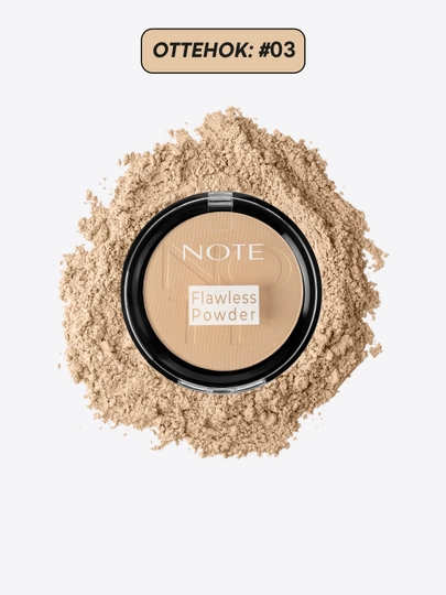 NOTE Flawless Powder matlashtiruvchi yuz upasi 10 g, makiyajni fiksatsiya, 01-03