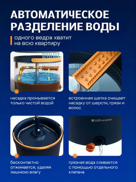 Швабра с ведром, умная швабра, моет только чистой водой, с насадкой для окон