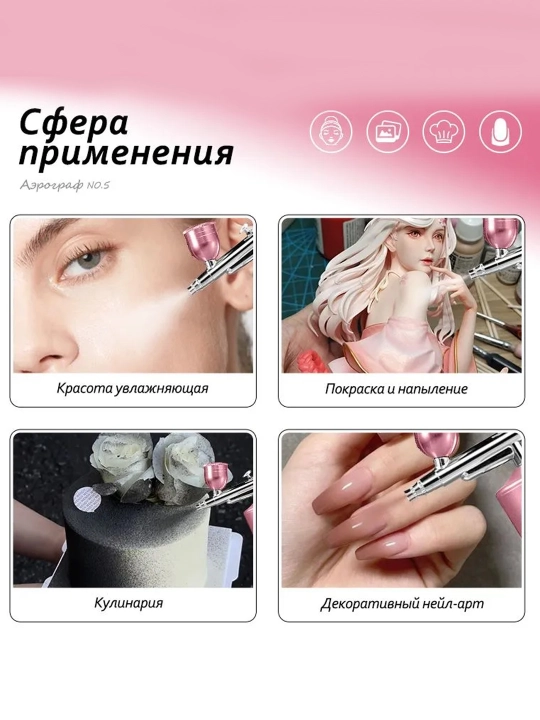 Аэрограф ручной для тортов и десертов, распылитель для декора и пищевых красителей