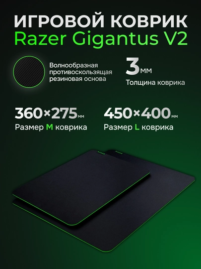 Игровой коврик для мыши Razer Gigantus V2, размер: средний/большой — GEARZ-GIGANTU-ЧЕРН-8193