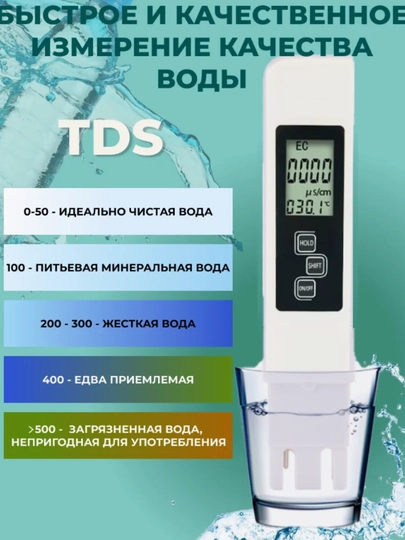 Тестер для воды, измеритель качества воды, TDS meter