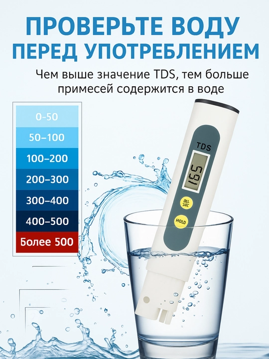 Тестер для воды, измеритель качества воды, TDS meter