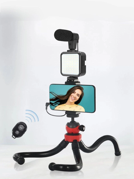 Blogger to'plami, shtat, mikrofon, egiluvchan oyoqli telefon ushlagichi - 
