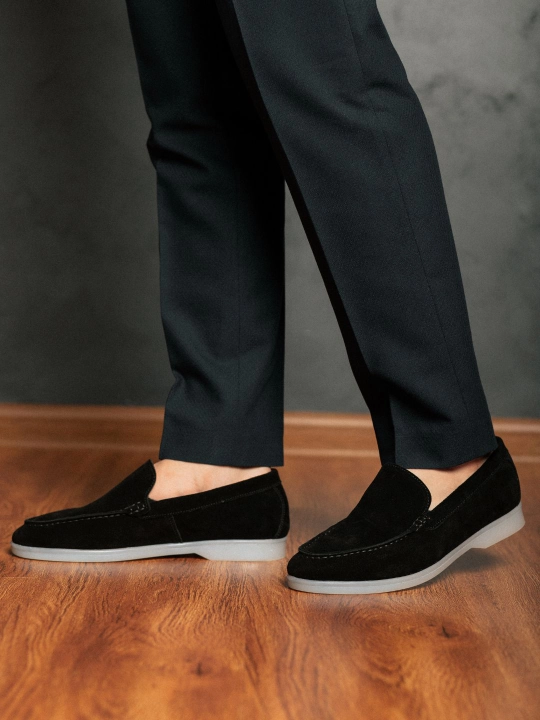 Tabiiy charm va zamshdan Loro Piana erkaklar mokasinlari, klassik model, o‘lchamlari 39-44