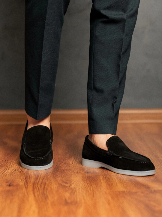 Tabiiy charm va zamshdan Loro Piana erkaklar mokasinlari, klassik model, o‘lchamlari 39-44