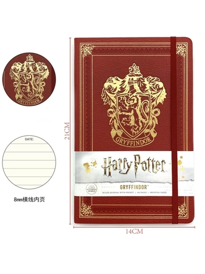 Блокнот A5, Harry Potter, 96 листов, в ретро-стиле, с твёрдой обложкой из экокожи, тетрадь — KANSTUZ-SEZ5-АЛЫЙ