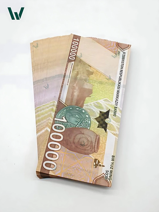 Купюры в сумах для финансовой грамотности детей, 50, 100, 200 тысяч суммов