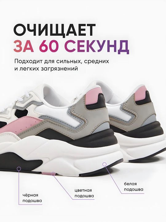 Oq va rangli tagliklar uchun SOLE WHITE iCleaner ko‘pikli tozalagichi, 150 ml, aerozol