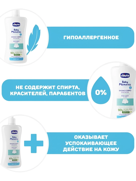 Пена для ванны Chicco Baby Moments Protection, 0+ месяцев, 500 мл