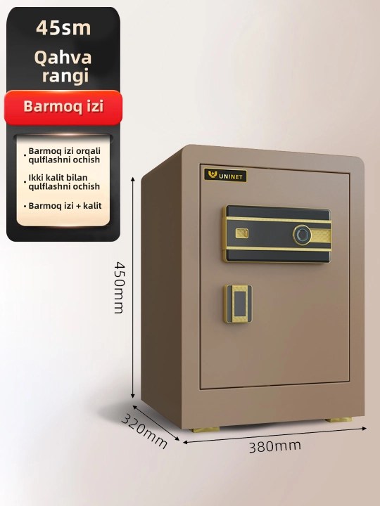 Parol, barmoq izi, kalit va signalizatsiyaga ega, aqlli va xavfsiz seyf - 