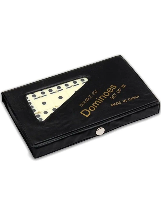Домино классическая игра, 28 костей, в кожаном футляре, 6+