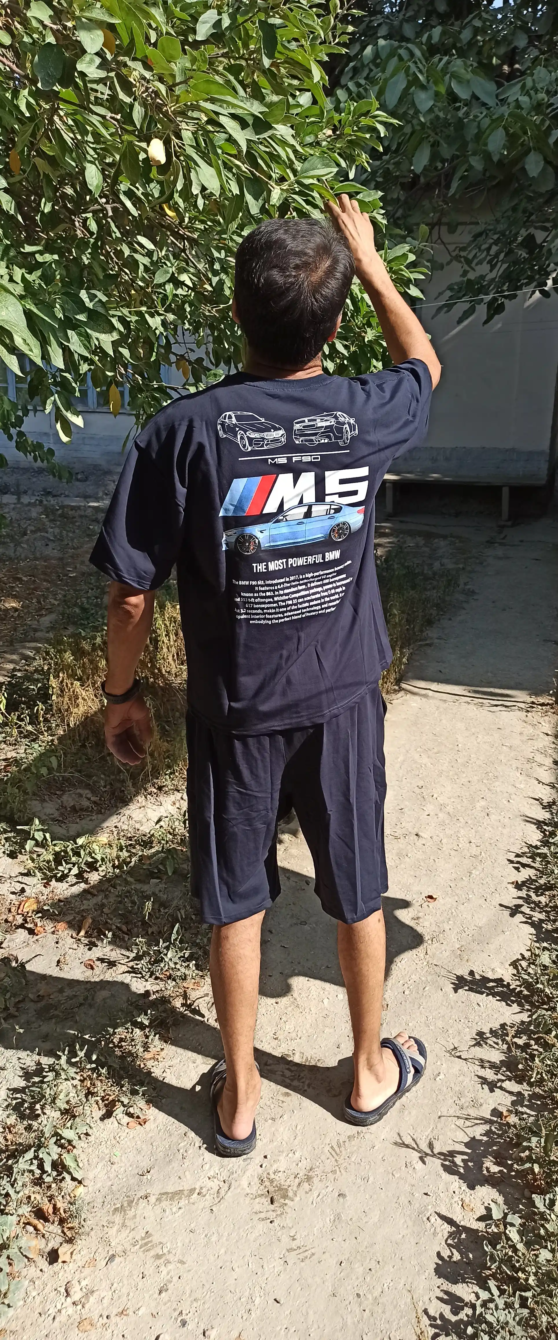 BMW M5 F90 printli erkaklar sport kostyumi, Oversize, o'smirlar uchun futbolka va shortik