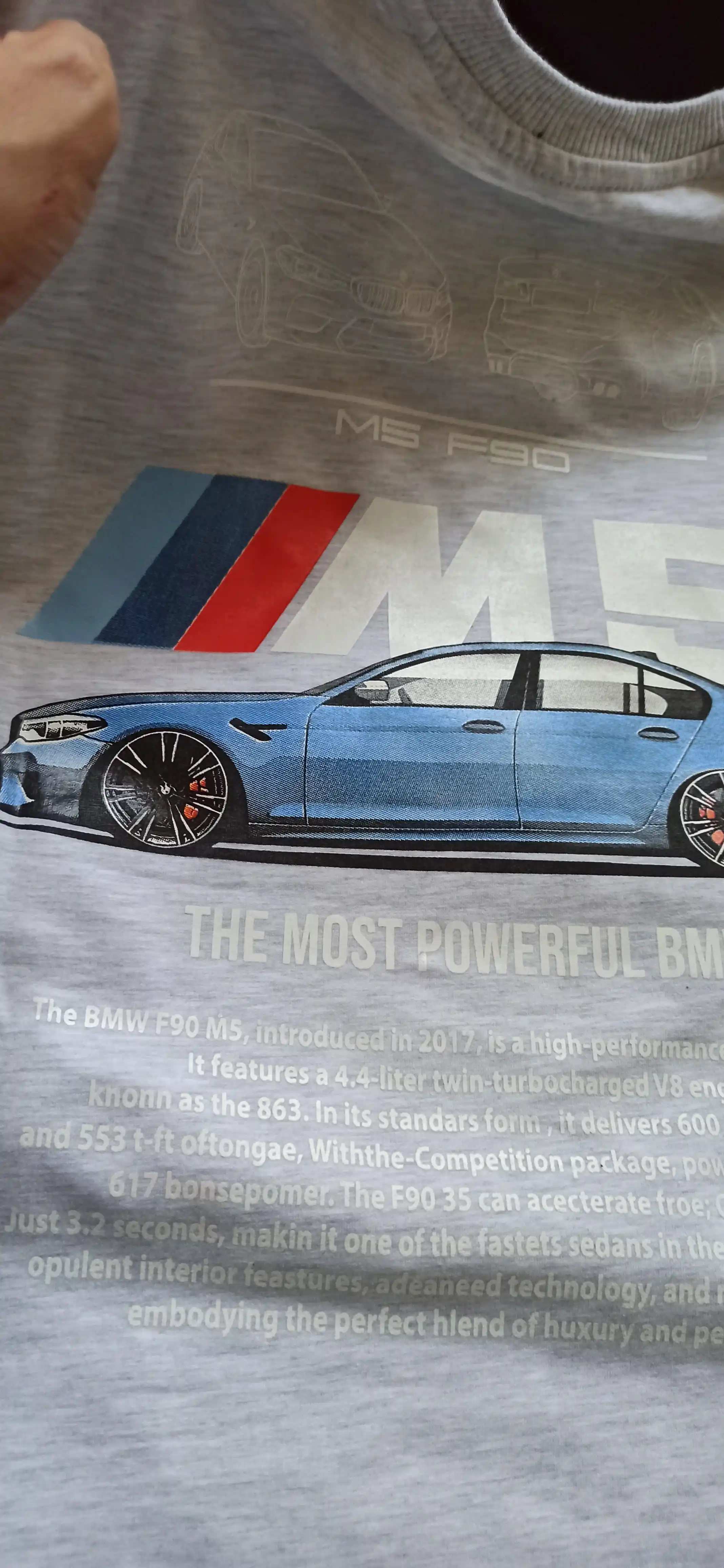 BMW M5 F90 printli erkaklar sport kostyumi, Oversize, o'smirlar uchun futbolka va shortik